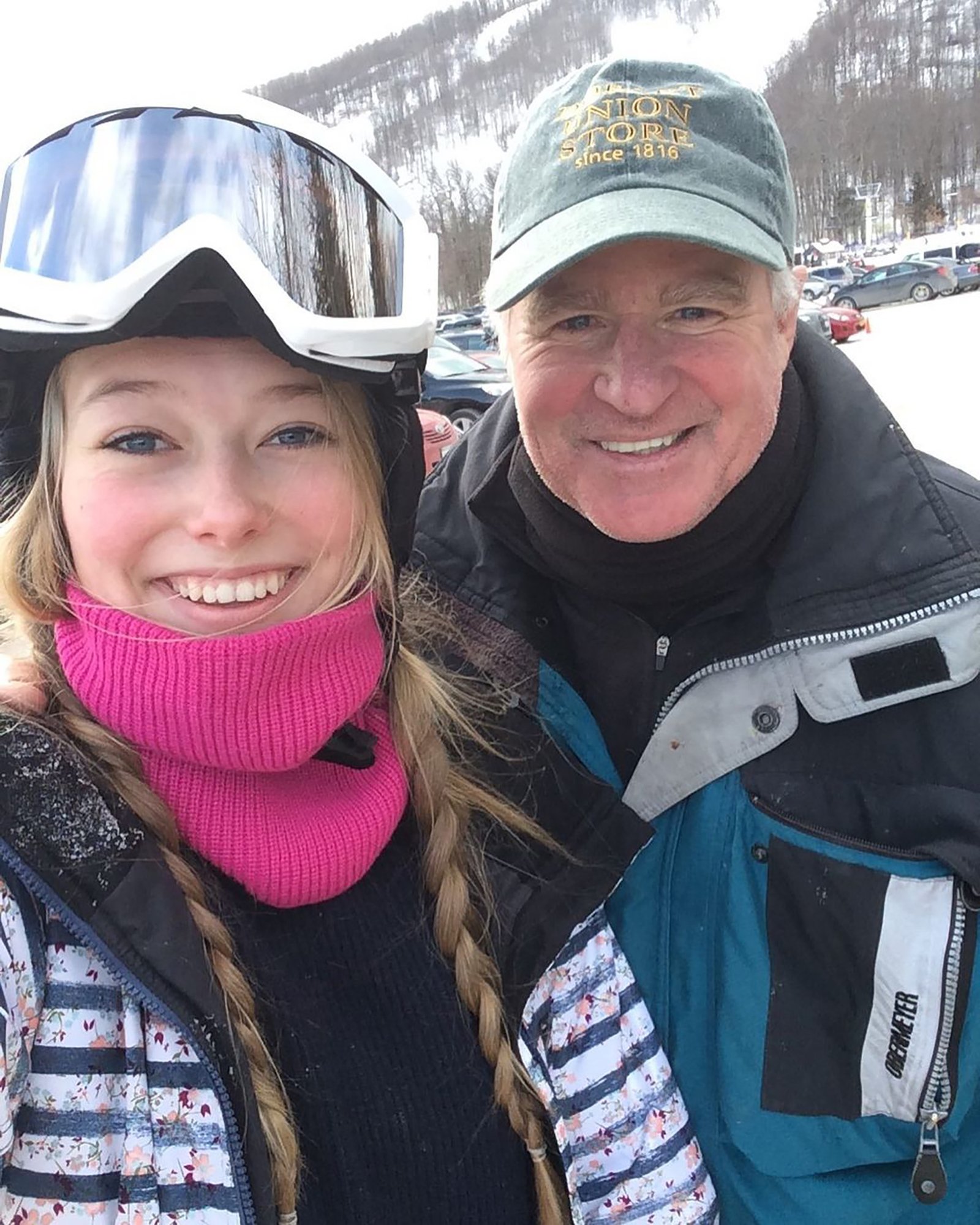Ellie Williams takes snowy selfie with dad Treat