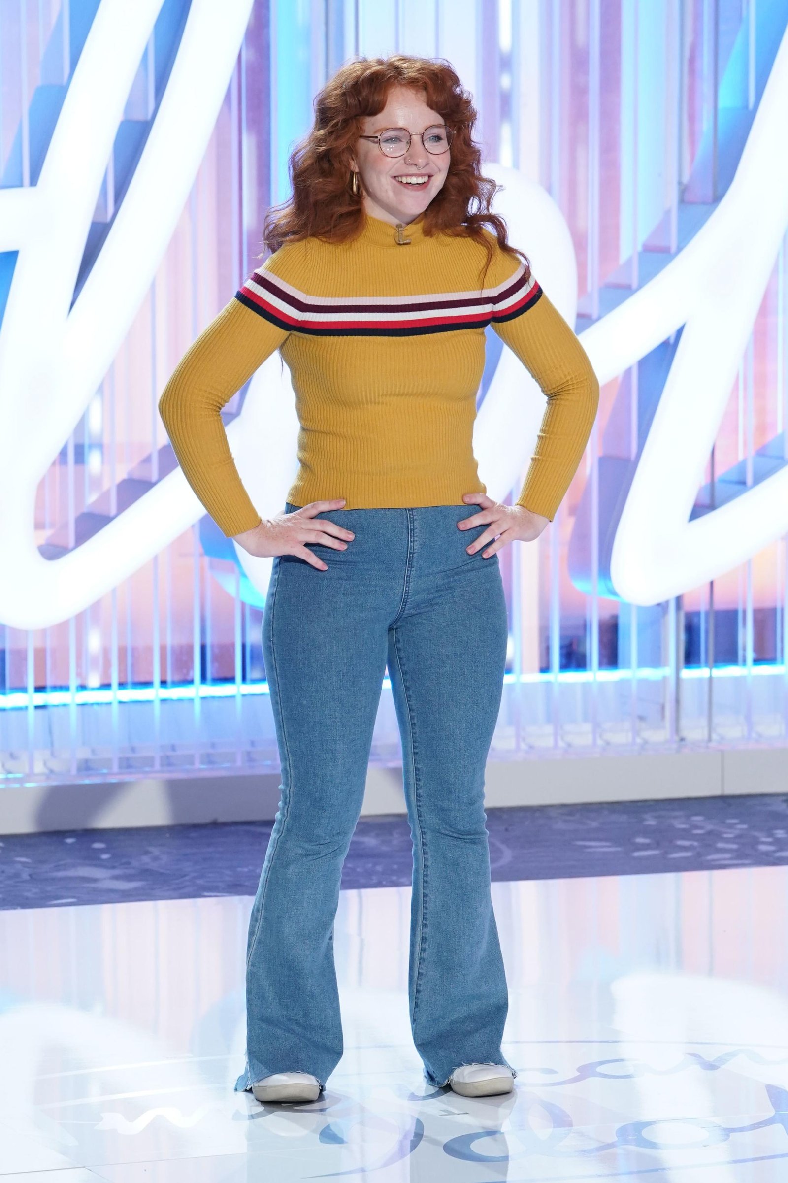 A contestant on "American Idol" during her audition.