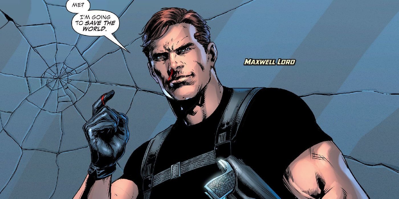 Maxwell Lord smiles and looks smug in DC comics.