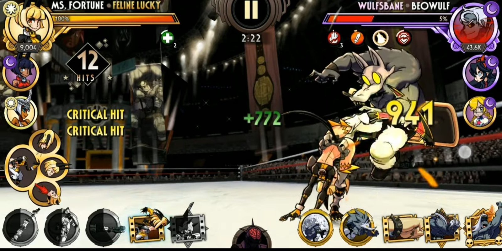 A screenshot from Skullgirls Fighting RPG