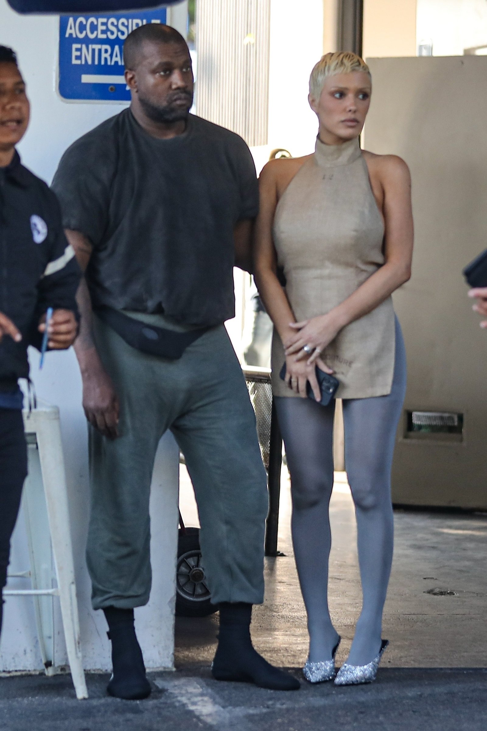 Kanye West and Bianca Censori walking together 