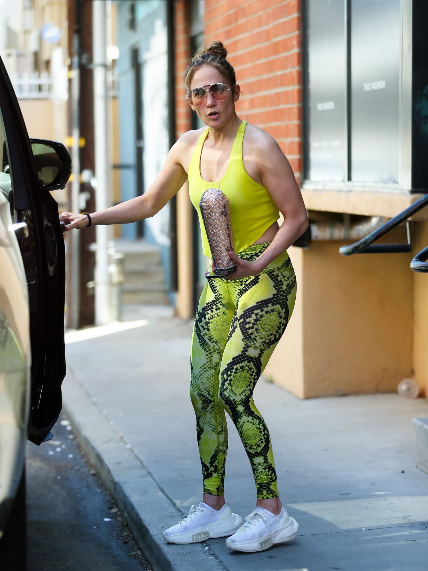 As the paps told her to have a good day, J.Lo can be heard yelling, 