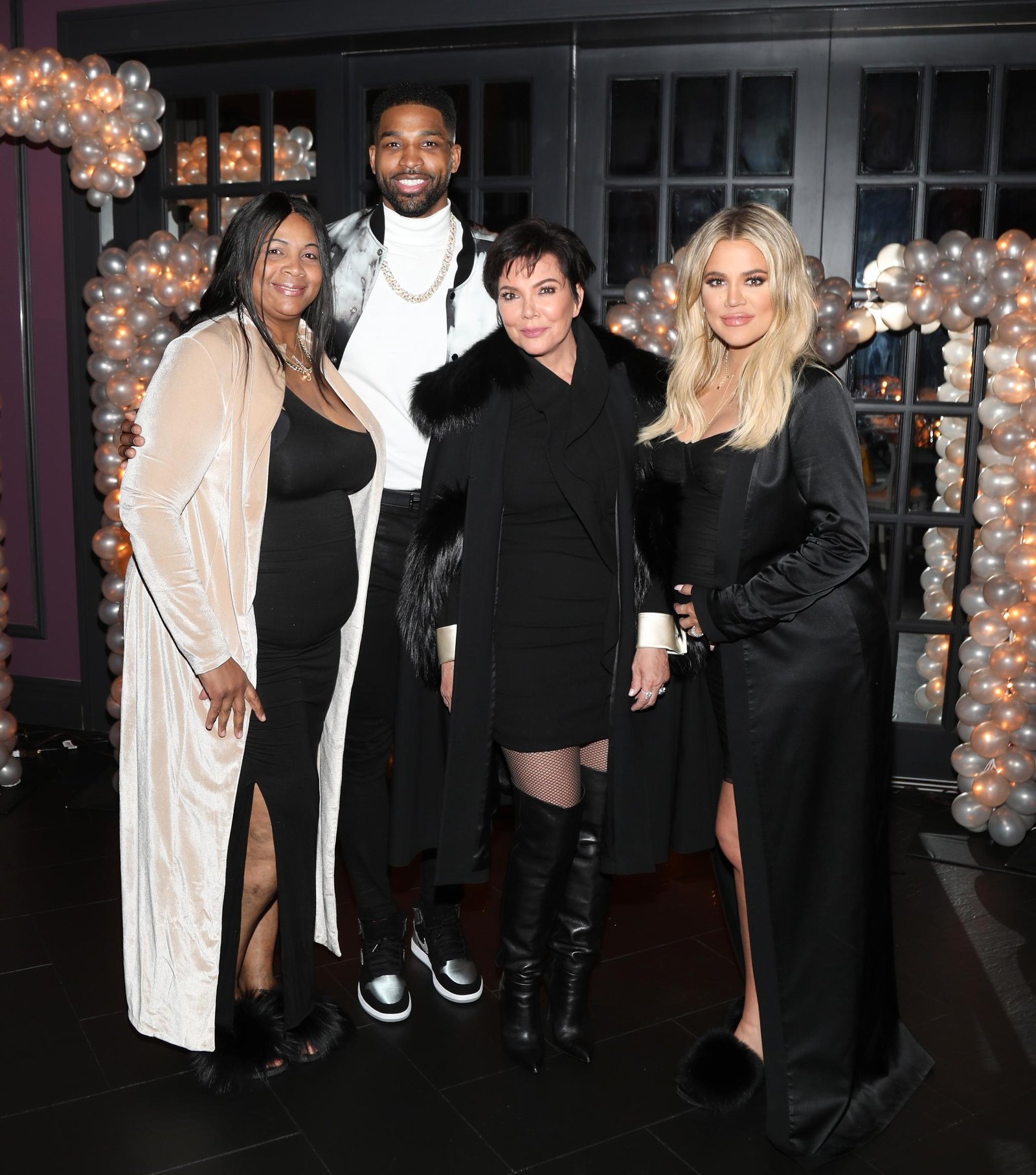 Andrea Thompson, Tristan Thompson, Kris Jenner and Khloé Kardashian at Tristan's birthday party in 2018.