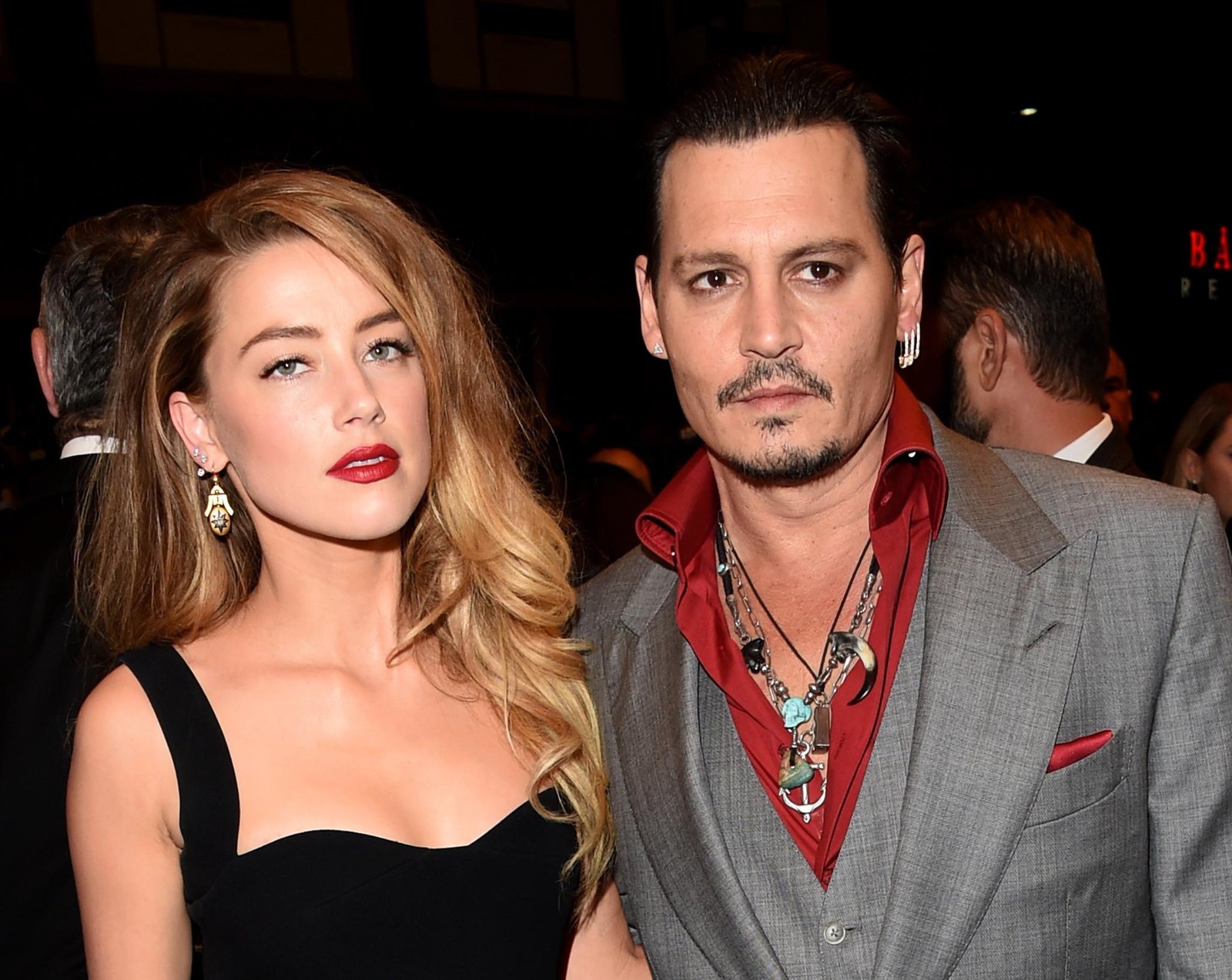 Johnny Depp and Amber Heard at an event.