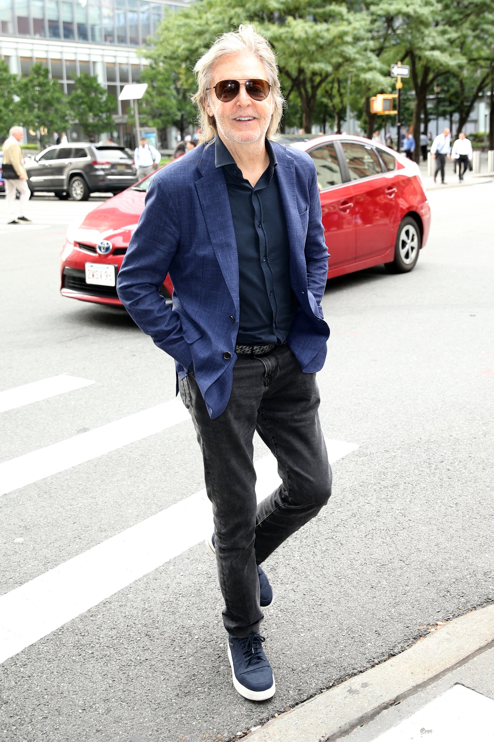 Paul McCartney arrives at Robert De Niro's 80th birthday party at Locande Verde in New York City.
