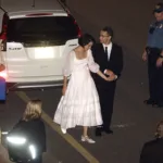 Margaret Qualley changes into second dress for wedding reception with Jack Antonoff