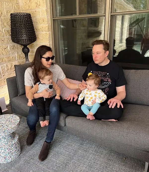 Shivon Zilis and Elon Musk with their kids.